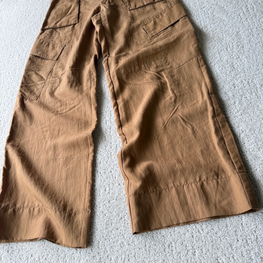 Vince Fluid Cargo Trouser Women 4 Nile Brown Wide Leg Mid Rise V967422108 - Picture 8 of 16